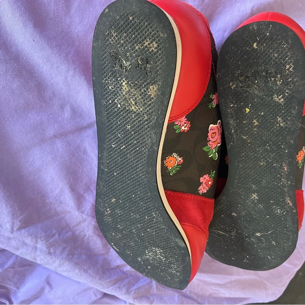 Coach Red and Black Floral Sneakers - Picture 5 of 5